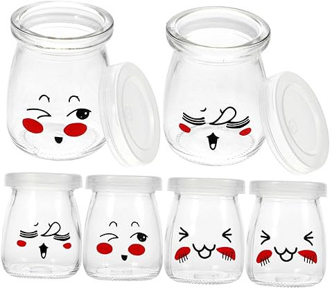 TOPBATHY Lot De 6 Bouteilles En Verre De 100 Ml Pour Pudding - Grands Pots Pour Confiture Yaourt Miel Lavables Au Lave-vaisselle Étanches