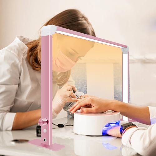 PFHKTO Half-Moon Nail Desk Lamp for Professionals, Upgrade Arch Light for Nail Techs, Square Desk Light for Study, Model Building, Painting, Crafting(Pink,A)