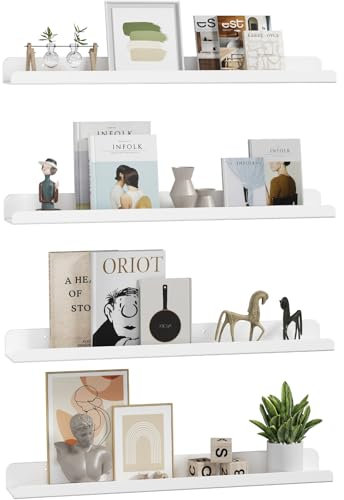 Lifewit Bilderbuch Hängeregale, 4er Pack 61cm Acryl Wandregal Raumdeko für Kinderbücher/Spielzeug/Foto/Bild/Frisierkommode/Schallplatten im Kinderzimmer Schlafzimmer Wohnzimmer Bad