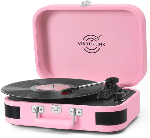 VINYLS LINK Vinyl Record Player with 3 Speed Levels with Bluetooth, Portable LP Player, Recording Device with Equalizer Mode, USB Recording