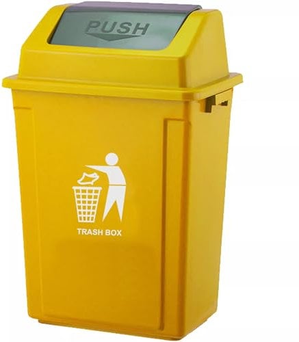 DUAS Large 30L-40L Recycling Swing Trash Can – Durable Plastic Waste Bin for Home, Kitchen, Office – 6 Color Options (Yellow, 40 Litres)