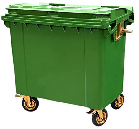 WOTZOV Cubo de Basura para Exteriores Cubo de Basura para Exteriores con Ruedas y Asas Cubo de saneamiento Comercial Grande de 660 l con Tapa Cubo de Basura de Remolque de Gran Capacidad