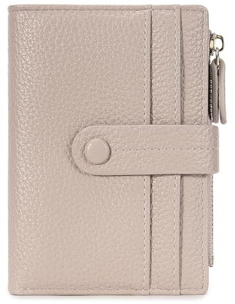 HKCLUF Geldbörse Damen, Geldbeutel Frauen Leder, RFID Portemonnaie Kleine Brieftasche mit Münzfach Damengeldbörsen Reißverschluss Viele Fächer (Helles Aprikose)