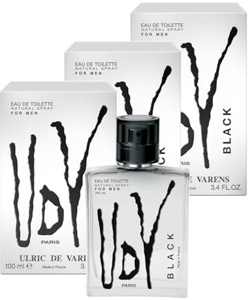 ULRIC DE VARENS - Eau De Toilette UDV Black - Fougère, Fruitée, Moderne - Parfum Homme - Vaporisateur - Made in France - Lot de 3 x 100 ml