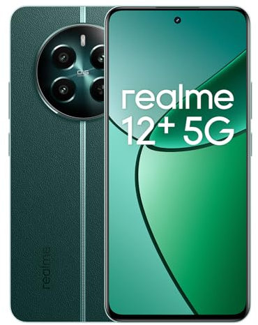 realme 12+ 5G Smartphone 8+256 GB Supporta NFC, Chipset Dimensity 7050 5G, Sony LYT-600 OIS, Display AMOLED da 120 Hz, Smart Touch Antipioggia, SUPERVOOC da 67W, Dual SIM, Verde (Nessun Adattatore)