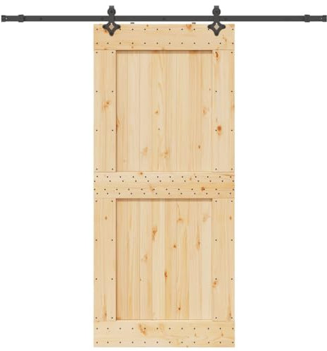 vidaXL Porta Scorrevole con Set Hardware 100x210cm Legno Massello Pino