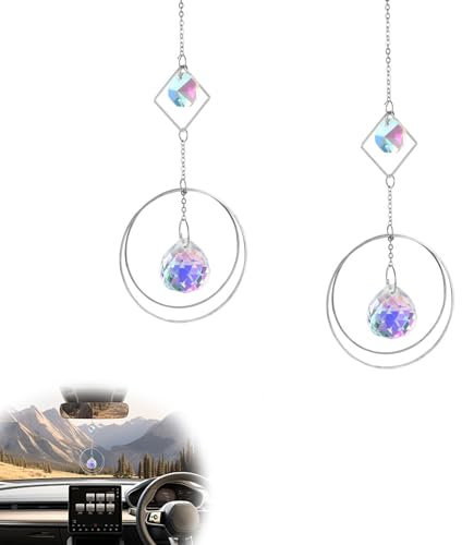 YFaith Suncatcher Kristall, 2 Stück Ring Kristalle zum Aufhängen, 28 cm mit Aufhängehaken Sonnenfänger Fenster, Sonnenfänger Kristall für Garten, Fenster, Weihnachtsbaum