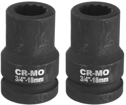QUARKZMAN 2 Piezas 3/4-Pulgada Llave de Vaso de Impacto de 12 Puntos | 18mm Métrica Husillo Tuerca Llave de Vaso Conductor, para Reparación de Automóviles Fácil Extracción