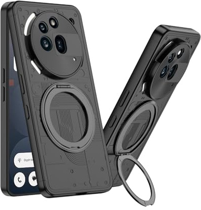 BRAND SET Hülle für Nothing Phone (3a) Pro – Matte PC Hartschale, Ultra Dünn, Slim Fit, Seidige Textur, 360° Drehbarer Ring, Ständerfunktion, Schutzhülle für Nothing Phone (3a) Pro (Elegantes Schwarz)