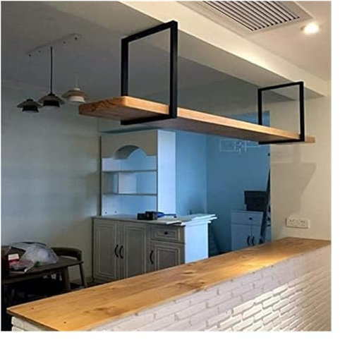 NHYHEHMR Wine Glass Rack-Hanging Shelf Ceiling Shelf Wine Rack, Hanging Kitchen Storage Rack, Plant Stand Loft Retro Nordic Wine Rack (Size : L 80cm)