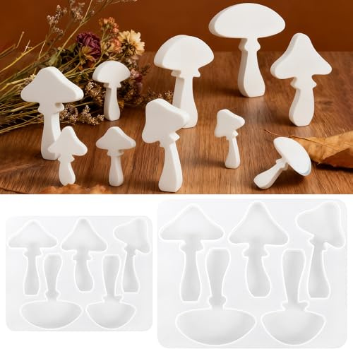 Starvortex 10 Stück Silikonform Pilz, Silikonformen Gießformen Herbst | Gießform Pilz 3D, Gießformen Silikon Herbst, Epoxidharz Formen Silikon, für Bastelarbeiten, Tischplatte Ornament