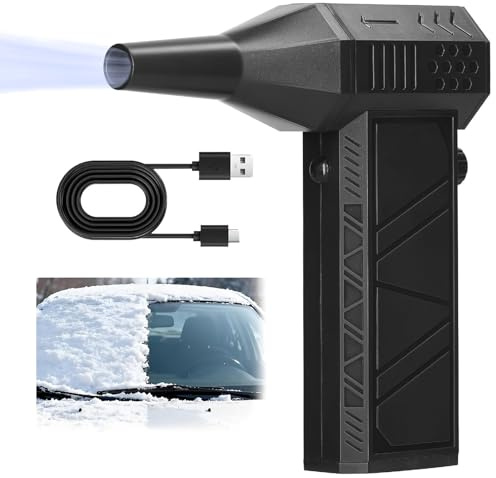 Snow Master Pro LED Turbogebläse, 130.000 U/min Mini Turbo Schneefräse für Auto, 4-Gang-Dual-Modus, USB-wiederaufladbare Hand-Schneefräse für Fahrzeug/Auto-Windschutzscheiben, Einfahrten
