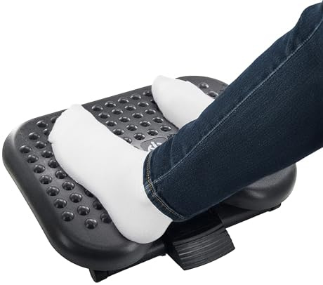 Repose-pieds Relaxdays pour bureau, 3 niveaux réglables, inclinable, avec massage, ergonomique, noir