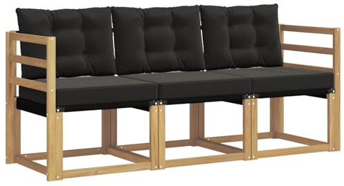 vidaXL Outdoor-Sofagarnitur mit Kissen 3 pcs Weiß und Schwarz, Gartenmöbel, strapazierfähiges Outdoor-Sofa, Loungeset für die Terrasse, Komfort beim Sitzen