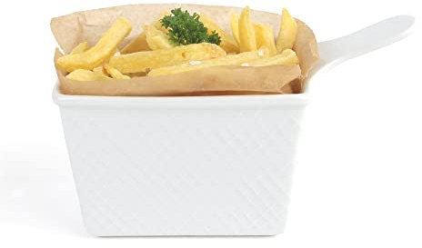 Holst Porzellan SL 213 Schale Frittierkorb für Pommes, weiß, 13x10x8,5cm