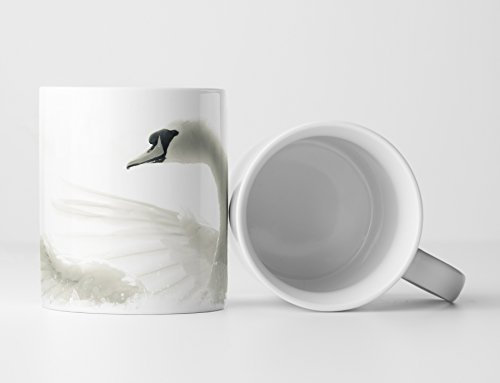 Eau Zone Fotokunst Tasse Geschenk Tierfotografie – Weißer Schwan im Anflug