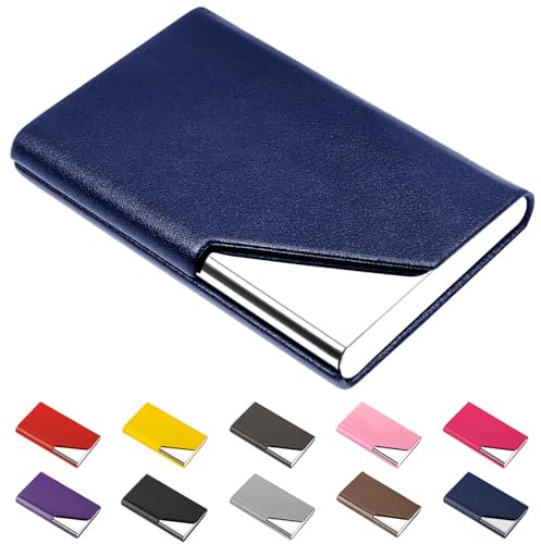 padike Business Name Karte Halter Luxus PU Leder und Edelstahl Multi-Tasche, Business Name Card Halter Brieftasche Kreditkarte ID Schutzhülle/Halter für Herren und Damen.