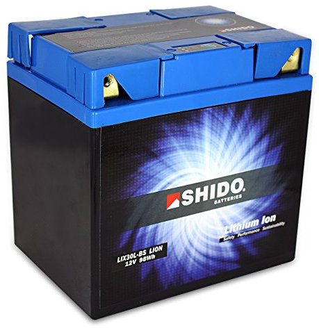 Batterie Shido Lithium LIX30L-BS / YIX30L-BS Quattro, 12V/30AH (Maße: 166x126x175) für Harley Davidson FLHRCI 1450 Road King Classic Baujahr 2000