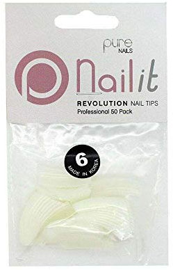 Pure Nails Revolution Nail Tips Professional 50 Pack Size 6