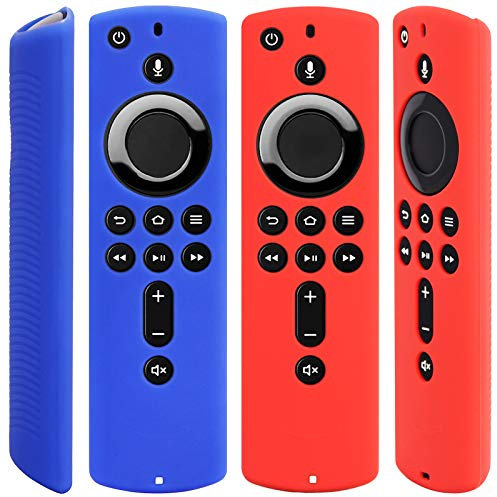 Silikon-Schutzhülle für Fire TV Stick 4K/Fire TV (3. Gen), kompatibel mit Alexa Voice Fernbedienung (Rot und Blau), 2 Stück