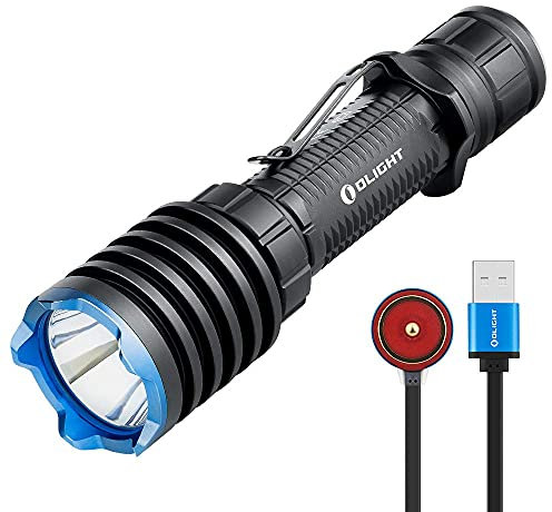 OLIGHT Warrior X Pro Rechargeable Tactical Torch Flashlight Max 2100 Lumens 500 Distance Throw Magnetic Tail Switch Light, 3 Meter Drops Vibrating Power Indicator with Battery for Hunting