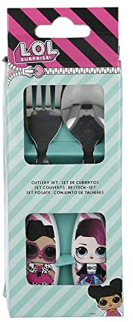 Stor 2 Pcs Elliptical Metallic Cutlery Set LOL Surprise Rock on Couverts Métalliques 2 UNITÉS Acier INOX, Noir, Moyen