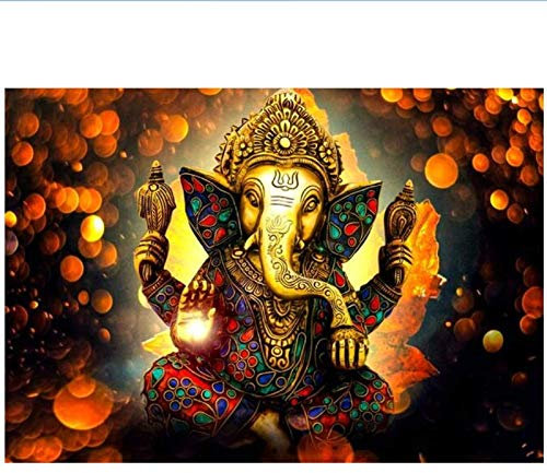 RuiChuangKeJi Druck auf Leinwand 70x95cm mit Rahmen Lord Ganesha Wandkunst Poster und Drucke Hindu Götter Leinwand Kunst Bilder Ganesh Kunstplakate Wohnkultur