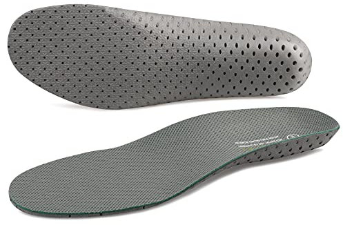 Knixmax Komfort Sport Einlegesohlen mit Atmungsaktiv & Stoßdämpfung für Alltag und Beruf - Sporteinlagen für Wandern, Laufen, Fitness Grau 44EU