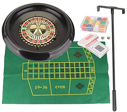 Trintion Luxury Roulette Wheel Game Set - 16 Complete With Felt Rake, Playing Cloth, Balls, Chips, Playing Cards