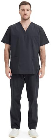 MISEMIYA - Unisex-Schrubb-Set - Medizinische Uniform mit Oberteil und Hose ref.6801-6802 - Large, Schwarz 68