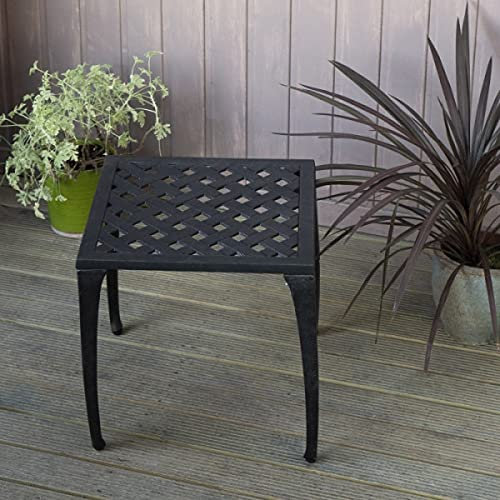 Lazy Susan 2 x Stella Gartenliege mit Willow 45cm quadratischen Beistelltisch, Sandguss-Aluminium, wartungsfrei, wetterfest, pflegeleicht, Antik-Bronze