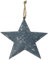 MACOSA SA82898 Dekoster Metall groß 21 cm mit Kordel Deko Stern Metallstern Blechstern grau Shabby Winter-Deko Weihnachtsdekoration Hängedeko auhfhängen