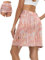 Soneven Hosenrock Damen Knielang Sportrock mit Hose Drunter Tennisrock Sommer Skort Golfrock Kurz zum Wander Tennis Golf Laufen Rosa Druck M