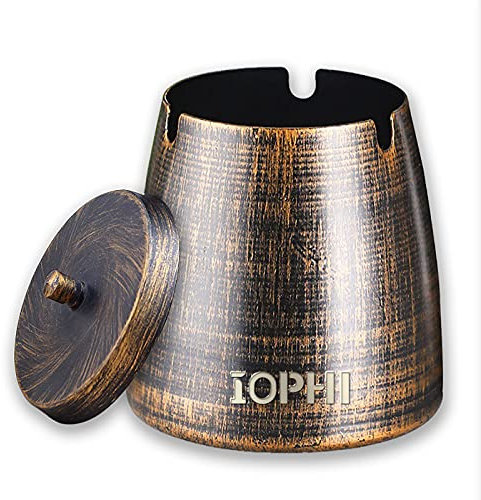 Aschenbecher mit Deckel (groß) geeignet für Innen- und und Draussen , Windaschenbecher aus Edelstahl, für Zigaretten-Reste und Asche in Garten Bar Büro