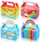 Nezyo 24er Pack Regenbogen Party Box Wolke Treat Box Rainbow Party Deko Regenbogen Kraftpapier Goodiebox Geschenkkarton mit Griffen Geschenkboxen für Kinder Geburtstag Mitbringsel