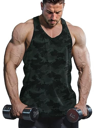 Lehmanlin Herren Sport Stringer Tank top,Bodybuilding Workout Tank Tops für das Fitnessstudio,Tägliches Training lässige T-Shirts Quick Dry(Schwarz, M)