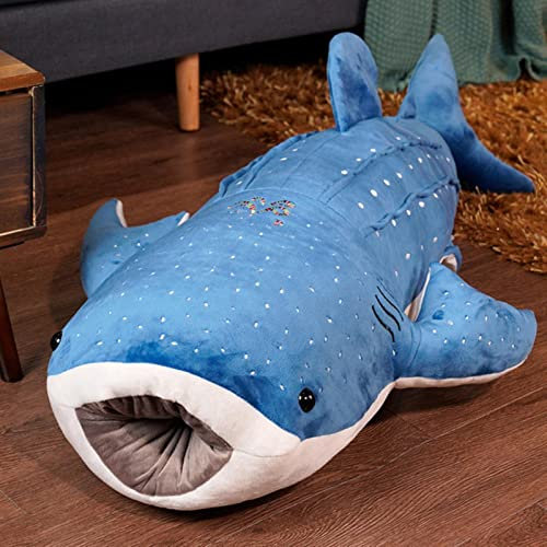 50-150cm Großer Hai Plüschtiere Großer Fisch Stoffpuppe Wal Kuscheltiere Kindergeburtstagsgeschenk-150cm,Blau