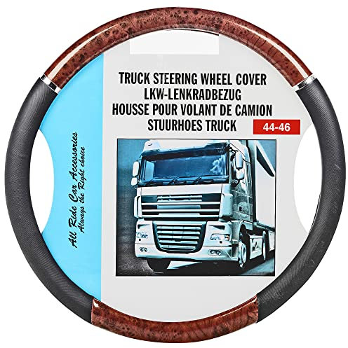 Luxury Steering Wheel Cover Mahogany Wood Effect 44cm Van Truck Lorry Protector