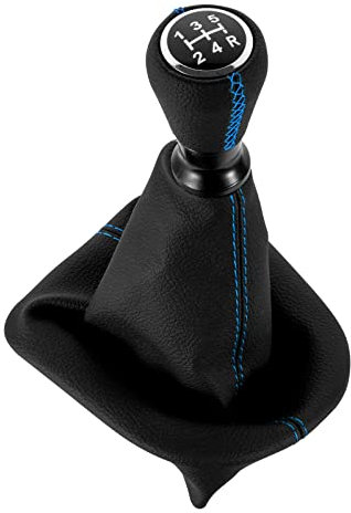 DOMENICA 5 Velocidades Pomo Palanca de Cambios Cuero con Funda Compatible de Peugeot 207 307 308 607 608 Citroen C3 C4 C5 (Azul)
