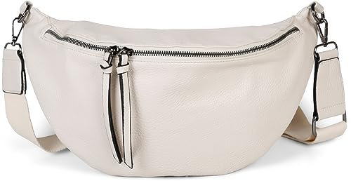 styleBREAKER Damen Halbmond Crossbody Schultertasche, abnehmbarer verstellbarer Schultergurt, Einfarbige Handtasche 02012386, Creme-Beige