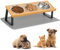 Cinnani Gamelle pour Chien ou Chat,4 hauteurs,300 ML chacune,séparation sèche et Humide,étagère en Bambou,Bol à Nourriture sèche,Bol à Nourriture Humide,Bol à Eau,avec napperon