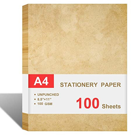 Briefpapier zum Schreiben von Briefen - Vintage Antik Briefpapier Briefpapier Briefgröße Briefpapier 100 Blatt Doppelseitiges Einladungs-/Dekoratives Druckerpapier 21,6 x 27,9 cm
