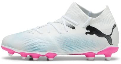 PUMA Future 7 Match FG/AG JR Soccer Shoe, White Black-Poison PINK, 36 EU