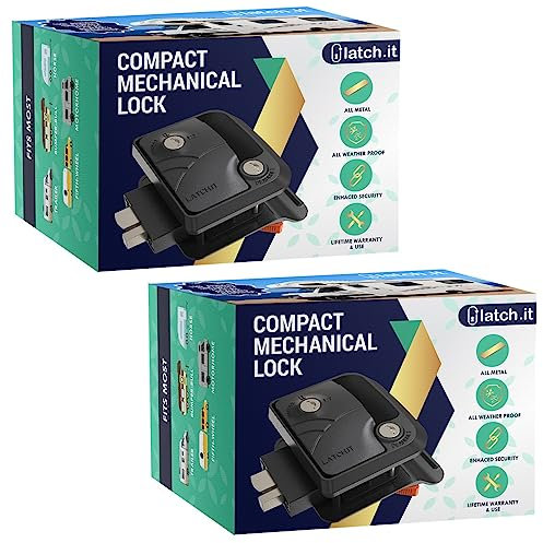 LATCH.IT Wohnmobil-Türschlösser, gleichschließend, mechanisch, Mini-Türriegel, Ersatz-Türschloss, 100 % Metall, Wohnmobil-Türschloss, nur passend für 7 x 9,5 cm Türschlosslöcher