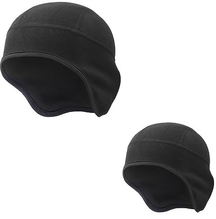 Oscenny Cycling Cap Under Helmet,Skull Cap,Stretch Soft Wind-Proof for Outdoor Sports Motorcycle,ski,Football,Running Skull Cap Hat,Men Women Autumn Winter (Black/Black)