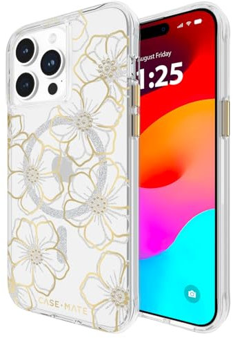 Case-Mate iPhone 15 Pro Max Case - Floral Gems [12ft Drop Protection] [Compatible with MagSafe] Magnetic Cover with Sparkly Rhinestones for iPhone 15 Pro Max 6.7, Anti-Scratch, Shockproof, Slim