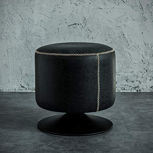 GaRcan Rundes Leder, drehbare Sofabank, Veranda, Schuhwechsel, Fußhocker, Schminktisch, Schminktisch, Schwarz