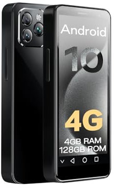ZOKOE Mini Smartphone Teléfono Móvil para Niños 4 Pulgadas Pantalla 4GB RAM 128GB ROM 2MP+5MP 2600mAh Batería Carga Inversa Dual SIM Octa-Core Desbloqueo Facial Sin Contrato 4G Teléfono (Negro)
