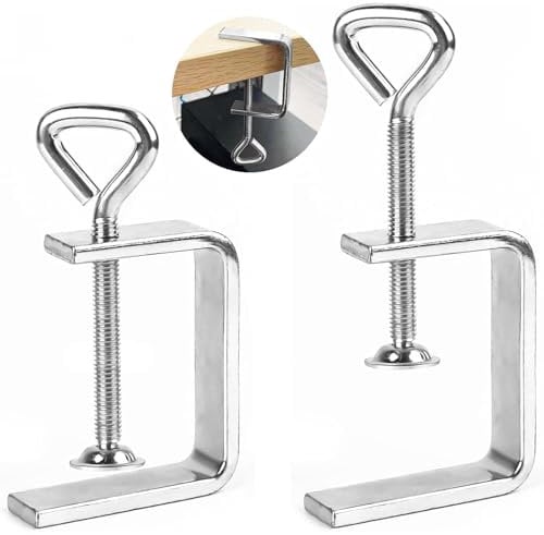 RUNEAY C Klemme 2 Stück, Tischklemme C Zwinge Schraubklemme, Trägerklemme für Zwingen Verstellbaren Schraubzwingen Klein C-Klemme Edelstahl Tischklammern Universal Schraubzwingen(Silber)