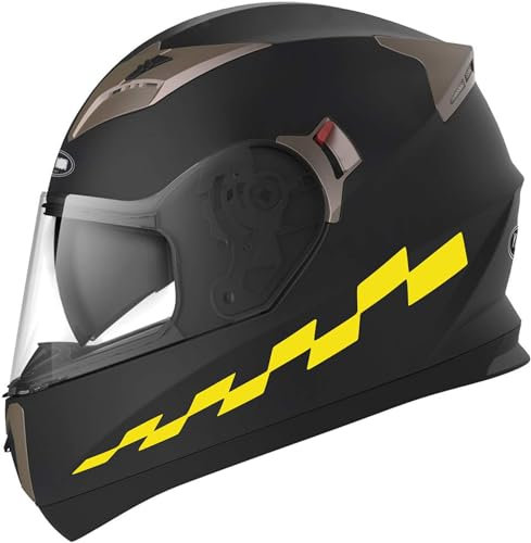 Generisch Set mit 2 Aufklebern, Streifen für Racing, Speed, Pfeil, Band, für Motorradhelm, Tank, Koffer, universal, Artikelnummer 2223 (025 Gelb)